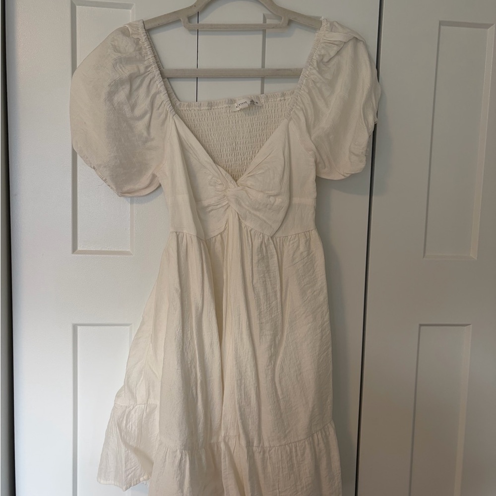 Altar'd State White Puff Sleeve Mini Dress